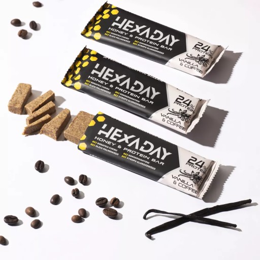 HEXADAY vanilkovo/kávová proteínová tyčinka