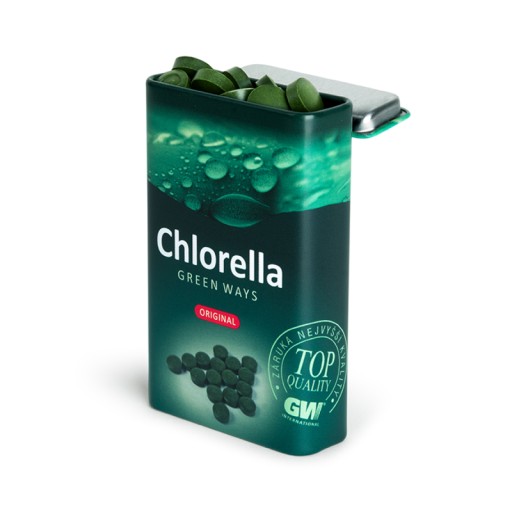 Kovová krabička na tablety Green Ways Chlorella alebo Green Barley