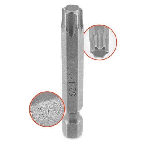 2x dlhé skrutkovacie bity TORX 40 50 mm MAGNETICKÉ HROTY Oceľové hroty