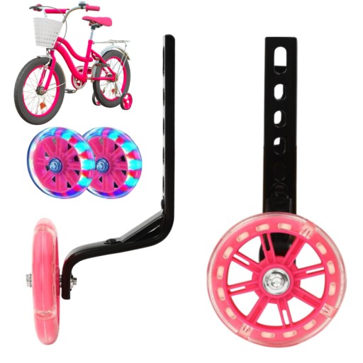 Oporné kolieska pre bicykel na učenie sa jazdy, univerzálne, nastaviteľné, LED