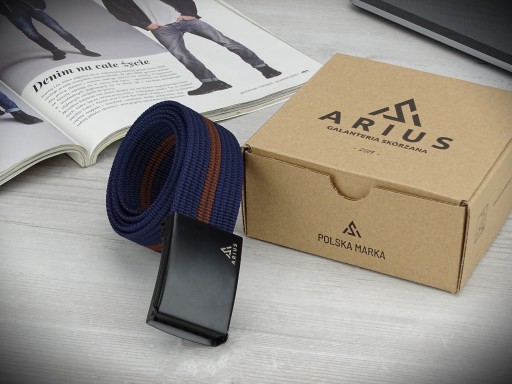 WEBBING opasok Matte Metal Pracka Navy Blue Brown