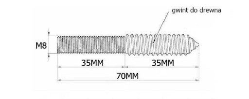 Obojstranný skrutkovací závit skrutka do dreva M8x70mm 10 ks
