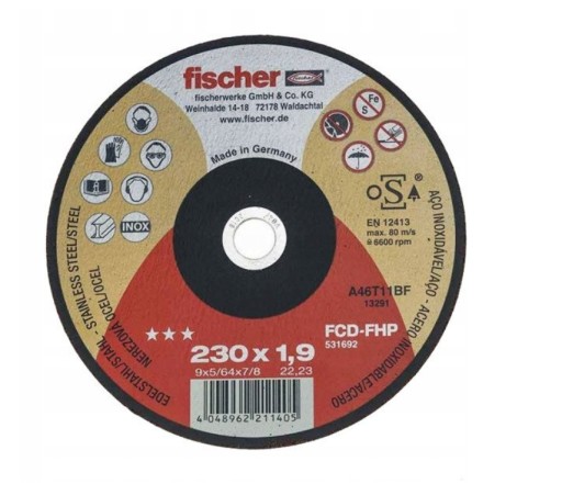 KOVOVÉ REZNÉ KOTÚČE 125x1x22,2mm INOX FISCHER