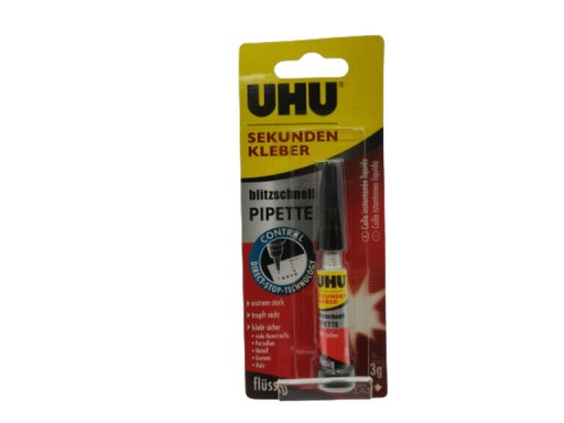 UHU CYANO AKRYLÁLOVÉ GLUE sekundové s PIPETOU 3g