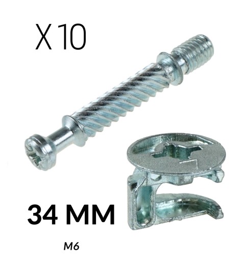 10 x 34 mm excentrický nábytkový konektor M6