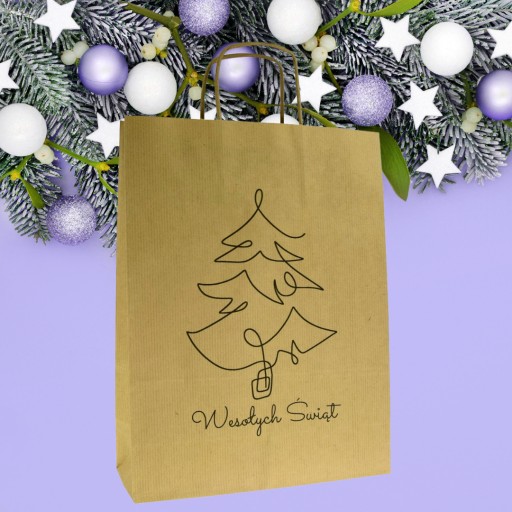Vianočná taška Merry Christmas VIANOČNÝ STROMČEK 24x10x32cm eko taška s potlačou