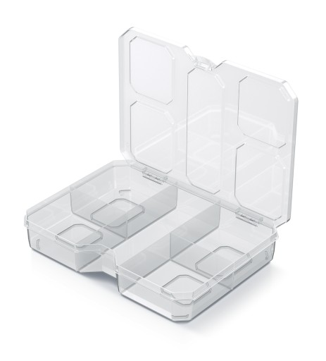 TRANSPARENTNÝ ORGANIZÁTOR NÁRADIA S PREDÍČKAMI SQR BOX 20 LOW BOX