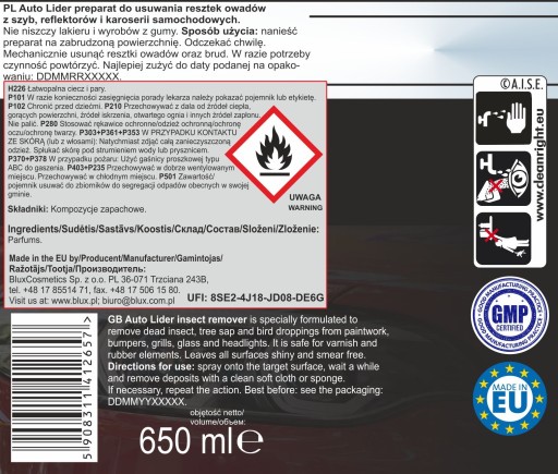 Auto-Lider odstraňovač hmyzu 650 ml