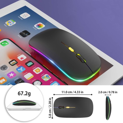 BEZDRÔTOVÁ LED BLUETOOTH MYŠ PRE PRENOSNÝ POČÍTAČ TV TICHÁ ČIERNA