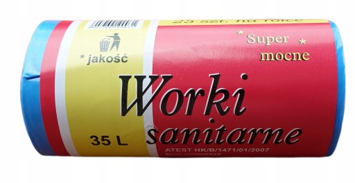 Vrecia na odpadky, sanitárny odpad, modrá, 35L kôš