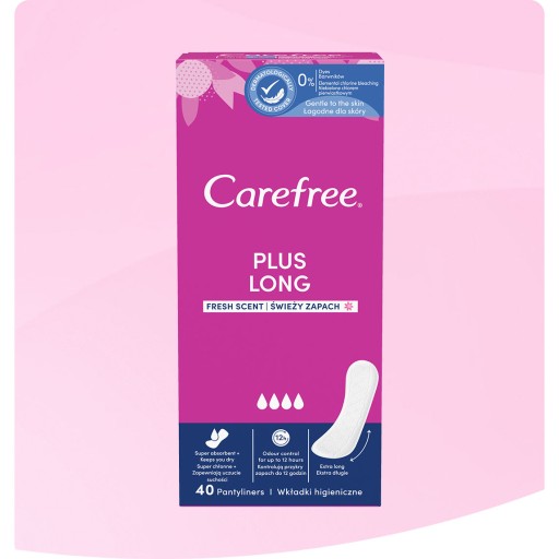 CAREFREE Plus Dlhé hygienické vložky svieža vôňa 40 ks