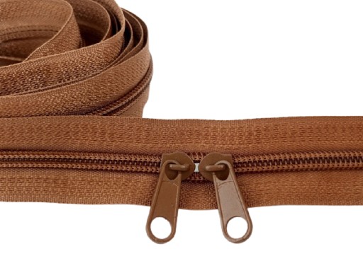 Špirálový zips 5 mm HNEDÝ zips 5 metrov + 10 zipsov