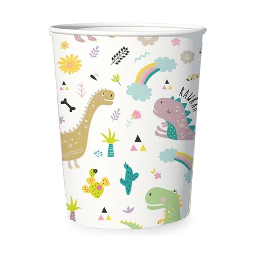 DINOSAURS NARODENINOVÉ hrnčeky Dinosaur Narodeninové papierové poháre 220ml 6ks