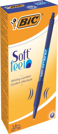 BIC Soft Feel zasúvacie guľôčkové pero 1mm modré x3
