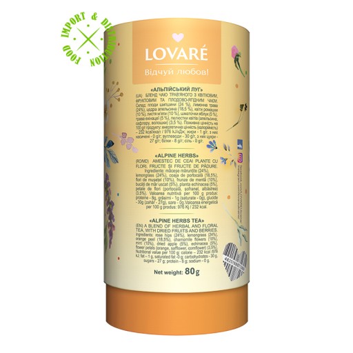 Lovare Floral Herbal Alpine Herbs čaj, perfektný darček, 80 g