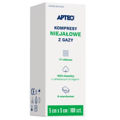 APTEO STAROSTLIVOSŤ Nesterilné gázové obklady 5 cm x 5 cm 100 kusov