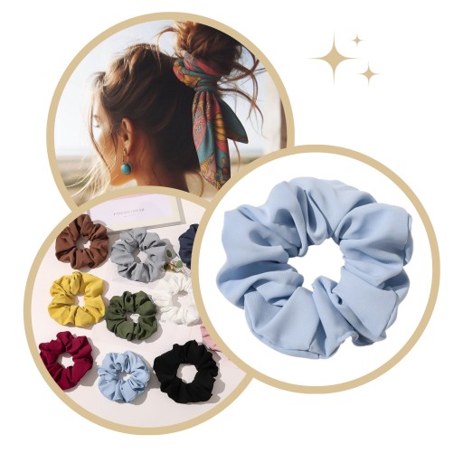 Vlásenka LIKE SILK scrunchies, modrá, BEZPEČNÉ froté, LARGE XXL
