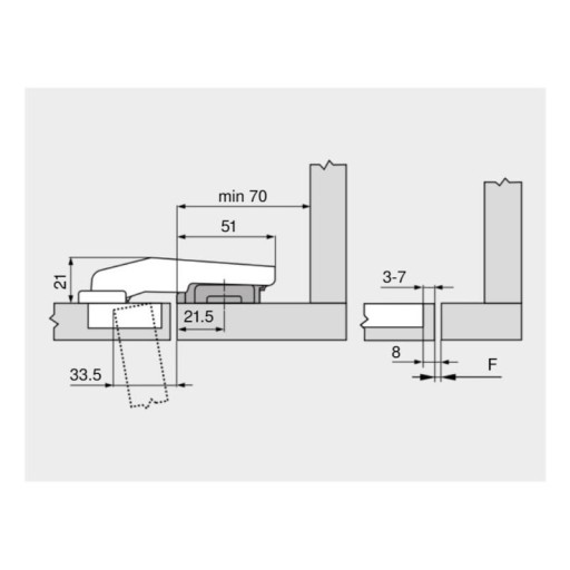 BLUM záves 95° paralelný klip 79T9550