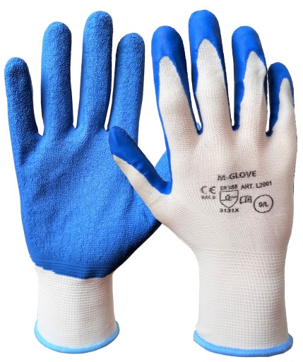 OCHRANNÉ RUKAVICE M-GLOVE, BIELE A SIVÉ. 1 pár 9/L