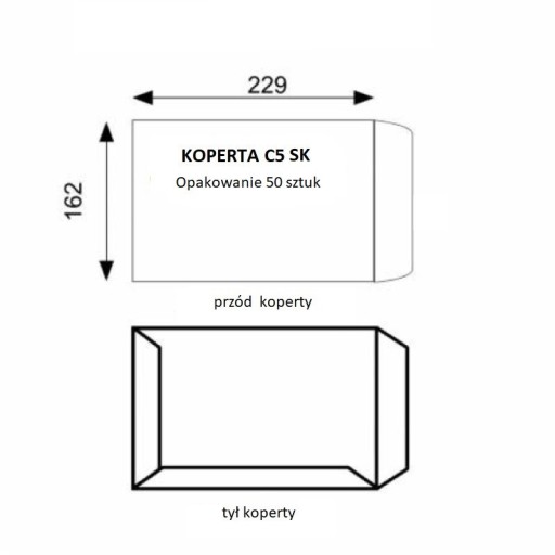 C5 SK BIELA OBÁLKA NC 90G BALENIE 50 KUSOV SAMOLEČIACA 162 x 229 mm
