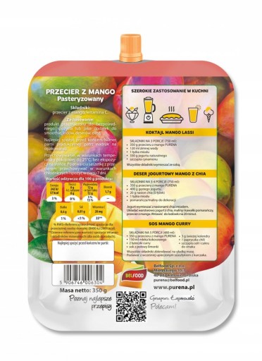 PURENA Mangové pyré 100% 350g