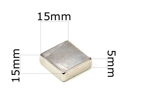 SILNÝ NEODYMOVÝ TAŠŤOVÝ MAGNET 15x15x5 / NEODYMOVÉ MAGNETY /