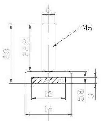 Magnetická skrutková západka dverí sauny 14mm