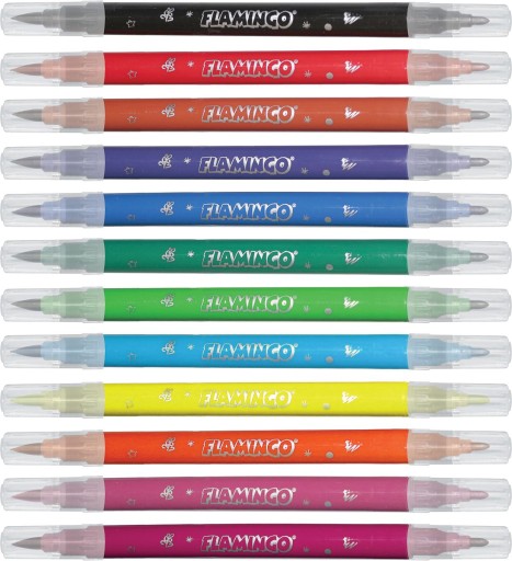 Obojstranné fixky 12 ks Brush a Fine Flaming