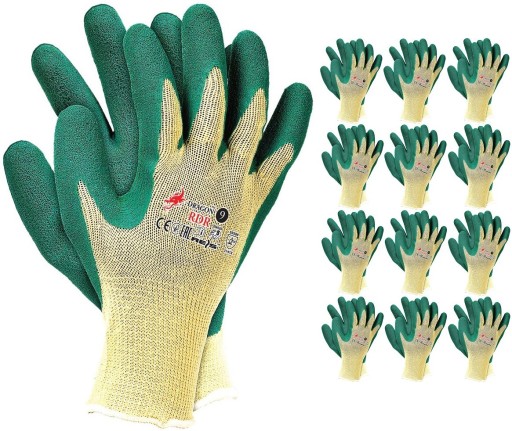 Hrubé ochranné potiahnuté pracovné rukavice DRAGON GREEN RDRYZ 11 odolné