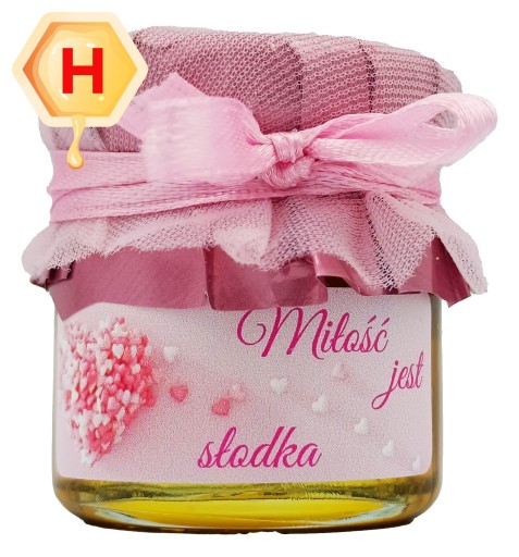 MEDOVÝ mini med VALENTÍN v tégliku 40g Zdobený nálepkou Darček