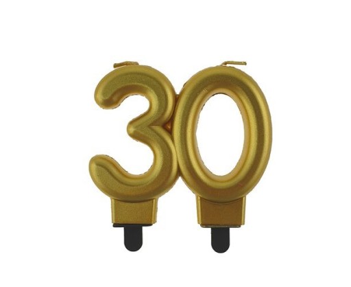 Zlatá sviečka číslo 30 na tortu číslo tridsiate narodeniny