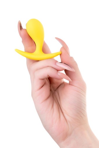 Mini análny kolík dobre pasuje na silikón pre začiatočníkov 5,5 cm žltý
