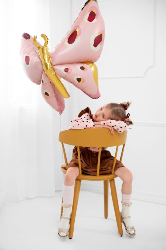 Fóliový balón BUTTERFLY, ružový, veľký, 120 cm, na HEL