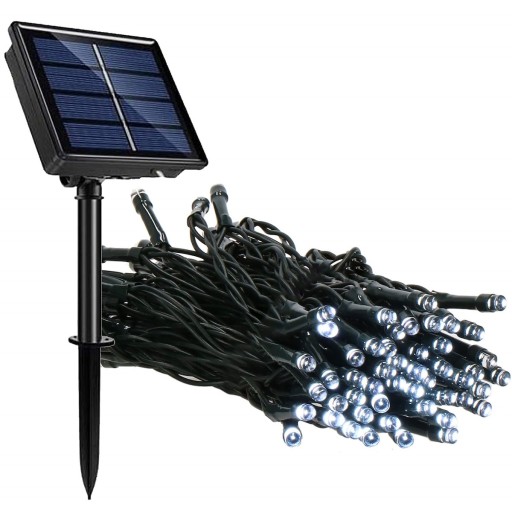 SOLÁRNE GARLANDOVÉ LAMPY 100 LED ZÁHRADNÉ solárne 12m STUDENÉ BIELE