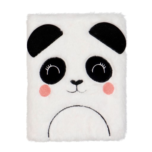 Zápisník Panda A5, 80 listov, mriežkovaný plyšový obal