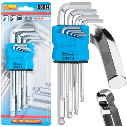 Imbusové kľúče 9 KS S GUĽOU 1,5-10 mm oceľ (Cr-V) RICHMANN C6614