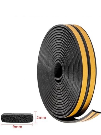 SAMOLEPIACE ZVUKOVÉ TESNENIE NA DVERE, OKNÁ, 9mm*2mm*5m, typ I, ČIERNA