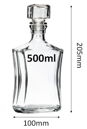ATENA KARAFA 0,5L S KORKOM NA WHISKY, VÍNO, LIKÉR, ŠŤÁVA, VODA, DARČEK 500ml