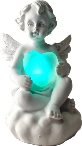 ANJEL SO SRDCOM ANJEL LED VLOŽKA FÓRKA DEKORATÍVNY HROB BIELY HROB