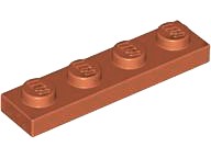 LEGO 3710 TANIER 1x4 oranžový rez (10g) 16 ks