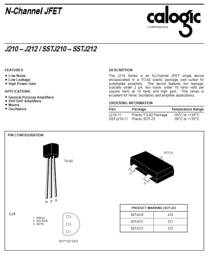 tranzistor j211 JFET N Channel 25V 360mW TO-92 SSTJ211