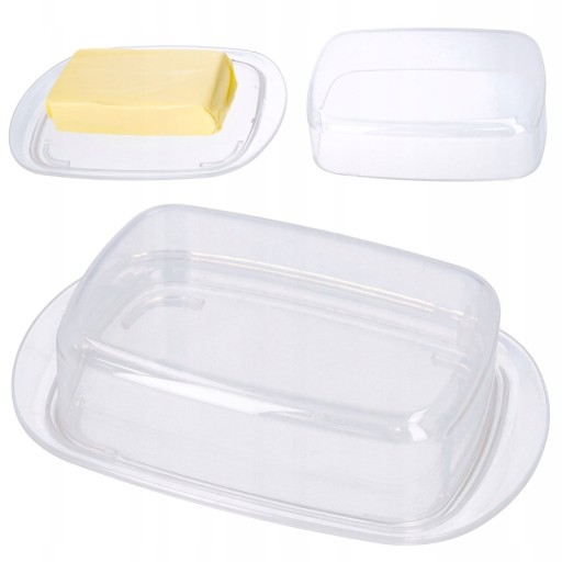 NÁDOBKA NA MASLO 18x11,5cm nádoba na maslo, biely plast, priehľadný kryt