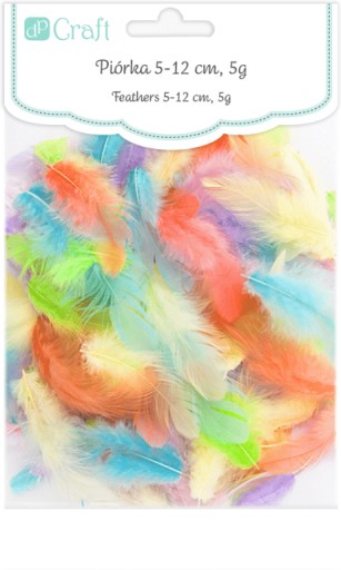 Farebné dekoračné pierka dpCraft 5-12cm 5g PASTELOVÝ mix pastelových farieb