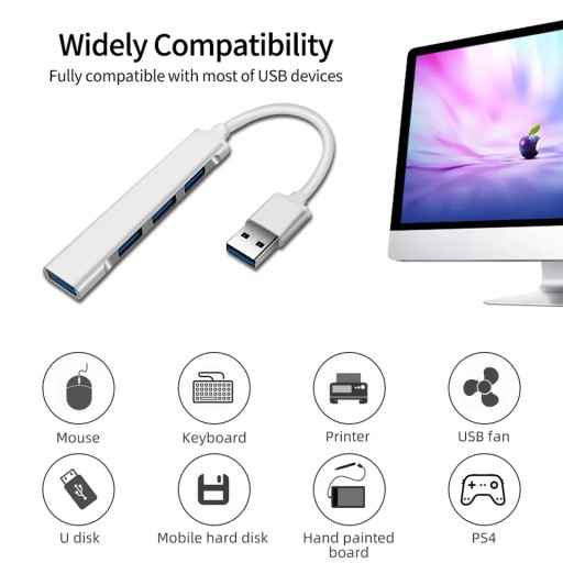 HUB ADAPTÉR USB A 3.0 PORTOVÝ ROZDEĽOVAČ 4v1