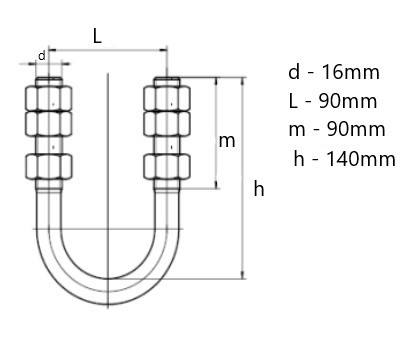 NK 41111A Záves na skrutku a luk h=140/M16