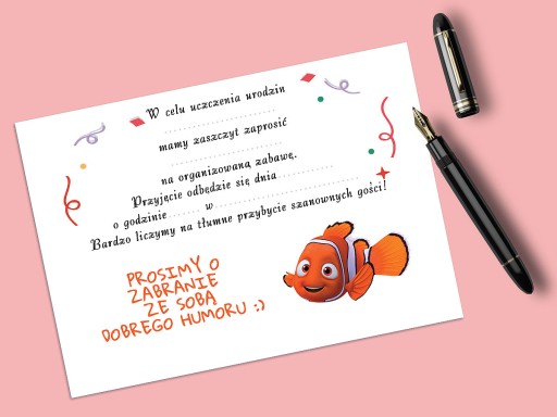 KDE JE NEMO POZVÁNKA NA NARODENINY DIEŤAŤA + OBÁLKA ZDARMA