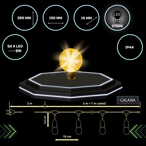 SOLÁRNA GARLANDA 5 m 50 LED solárnych záhradných svietidiel 5 m