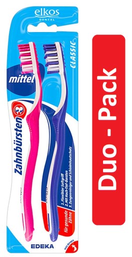 Zubná kefka Elkos Dental 2 balenie stredná MITTEL
