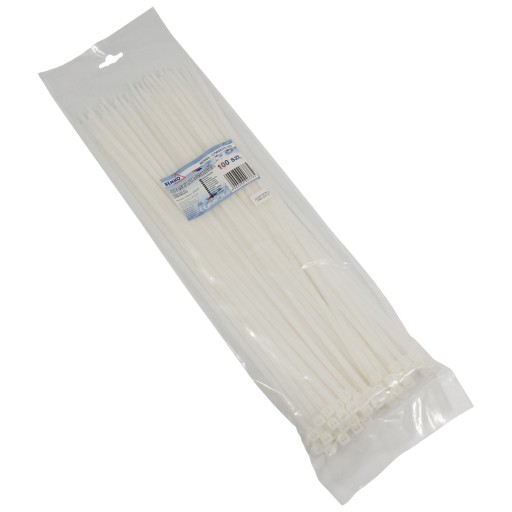 Sťahovacie pásky 4,8x370mm biele - 100 ks