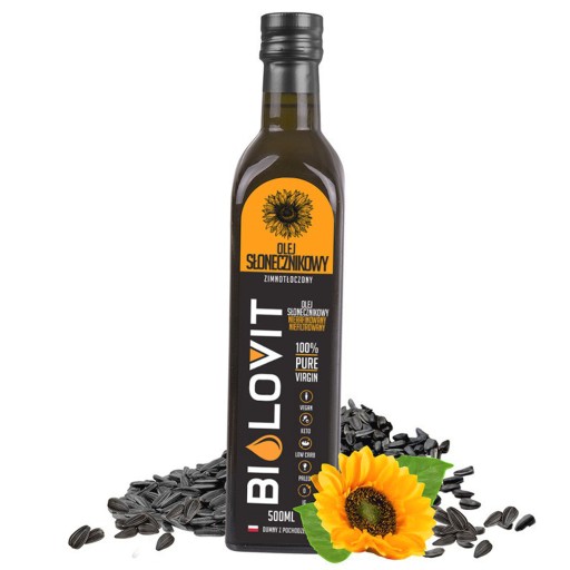 Slnečnicový olej lisovaný za studena 500 ml nerafinovaný, nefiltrovaný